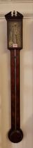 A George III mahogany and chequer strung stick barometer, the silvered dial inscribed 'Somalvico &