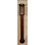 A George III mahogany and chequer strung stick barometer, the silvered dial inscribed 'Somalvico &