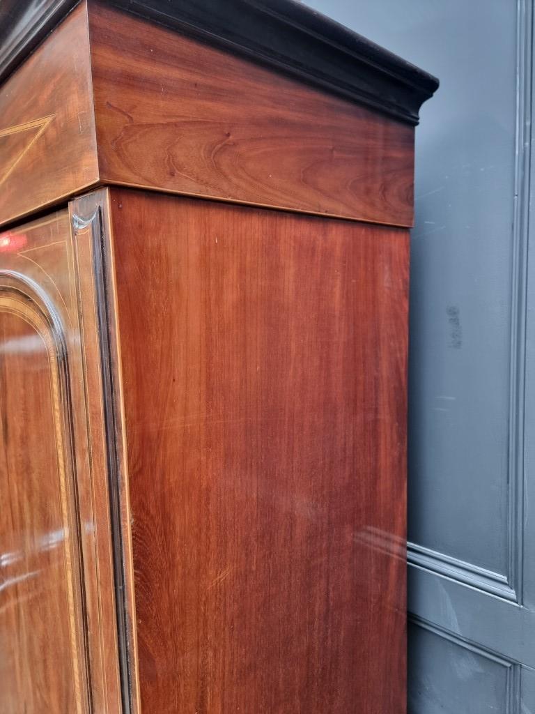 A late Victorian mahogany crossbanded and line inlaid single wardrobe, 91cm wide. - Image 5 of 5