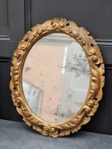 A 19th century carved giltwood framed oval wall mirror, 64 x 54cm.