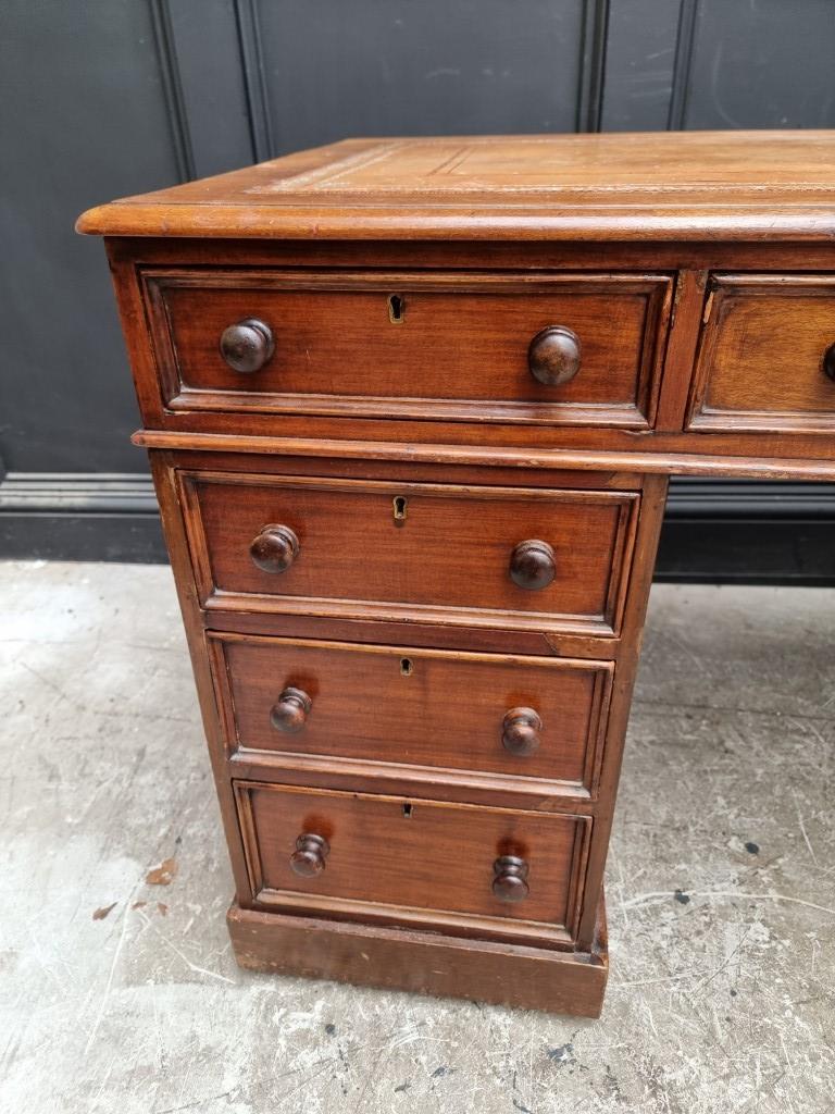 A late Victorian mahogany pedestal desk, 137cm wide. - Image 7 of 8