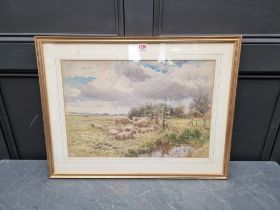John Isaac Richardson, sheep at rest, signed, watercolour, 36.5 x 53.5cm.