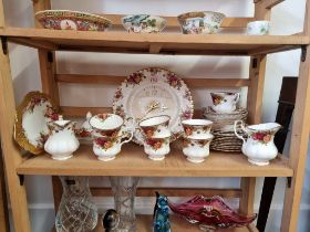 A collection of Royal Albert 'Old Country Roses' pattern items, to include a clock plate.