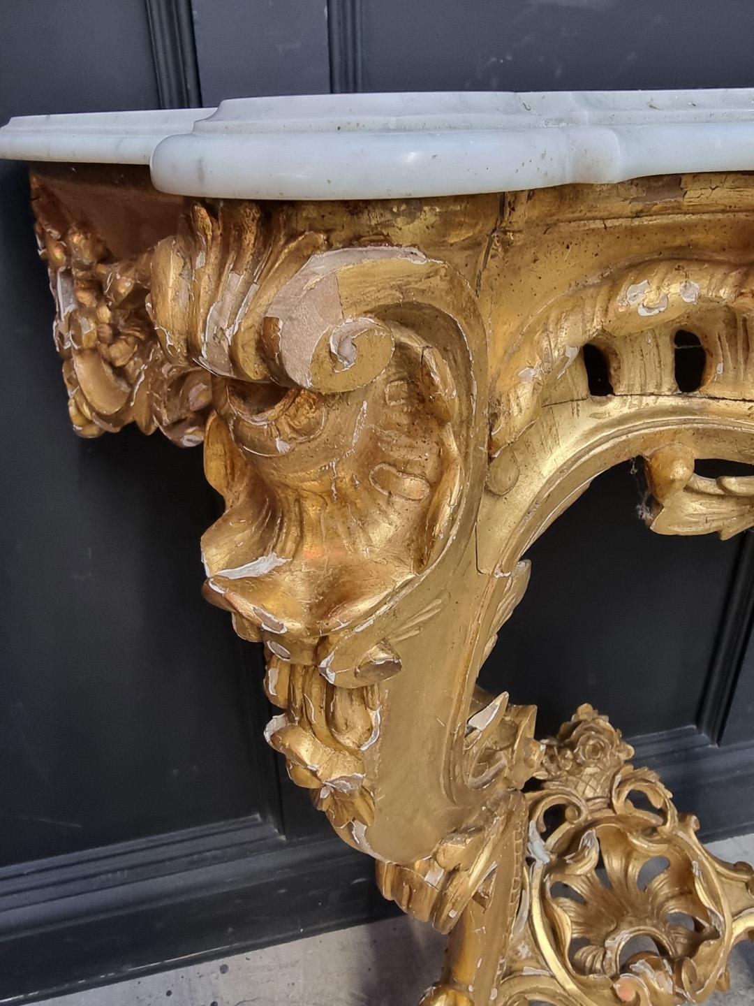 A 19th century, Louis XV style, carved giltwood and marble top console table, 97cm high x 96.5cm - Image 3 of 12
