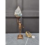 An Art Deco spelter figural table lamp, the base inscribed 'Banksway', total height 56.5cm.