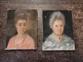 European School, late 18th century, a pair of head and shoulders portraits of women, pastel on