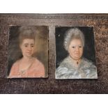 European School, late 18th century, a pair of head and shoulders portraits of women, pastel on