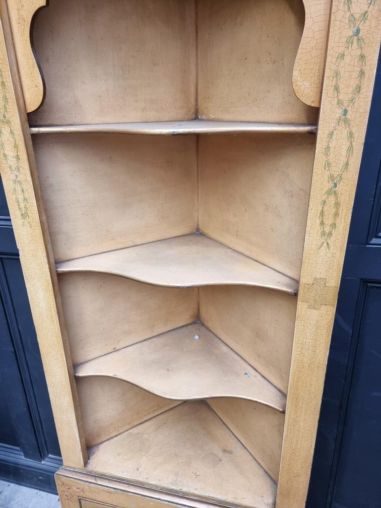 An 18th century style gilt painted standing corner cupboard, 69cm wide. - Image 4 of 5