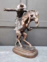 After Frederic Remington, 'Broncho Buster', bronze, 69cm high.