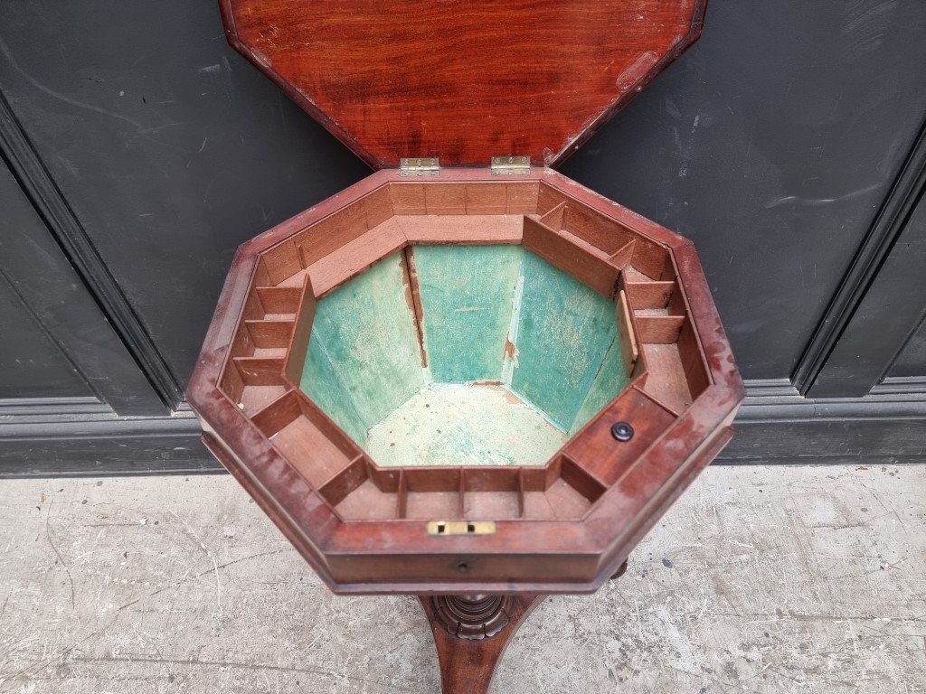 A Victorian mahogany octagonal trumpet work table, 42cm wide. - Image 3 of 4