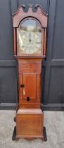 A George III mahogany and line inlaid eight day longcase clock, with 13in silvered brass dial, 215cm