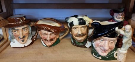 Five Royal Doulton character jugs.