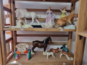 A collection of English and Continental pottery and porcelain animals. (15)