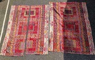 A pair of geometric flatweave rugs, 228 x 166cm, (a.f.). (2)