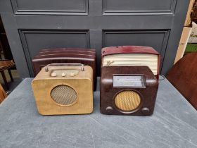 Four vintage radios, comprising a Bush Bakelite example; a Cossor Bakelite example; a Marconi T69DA;