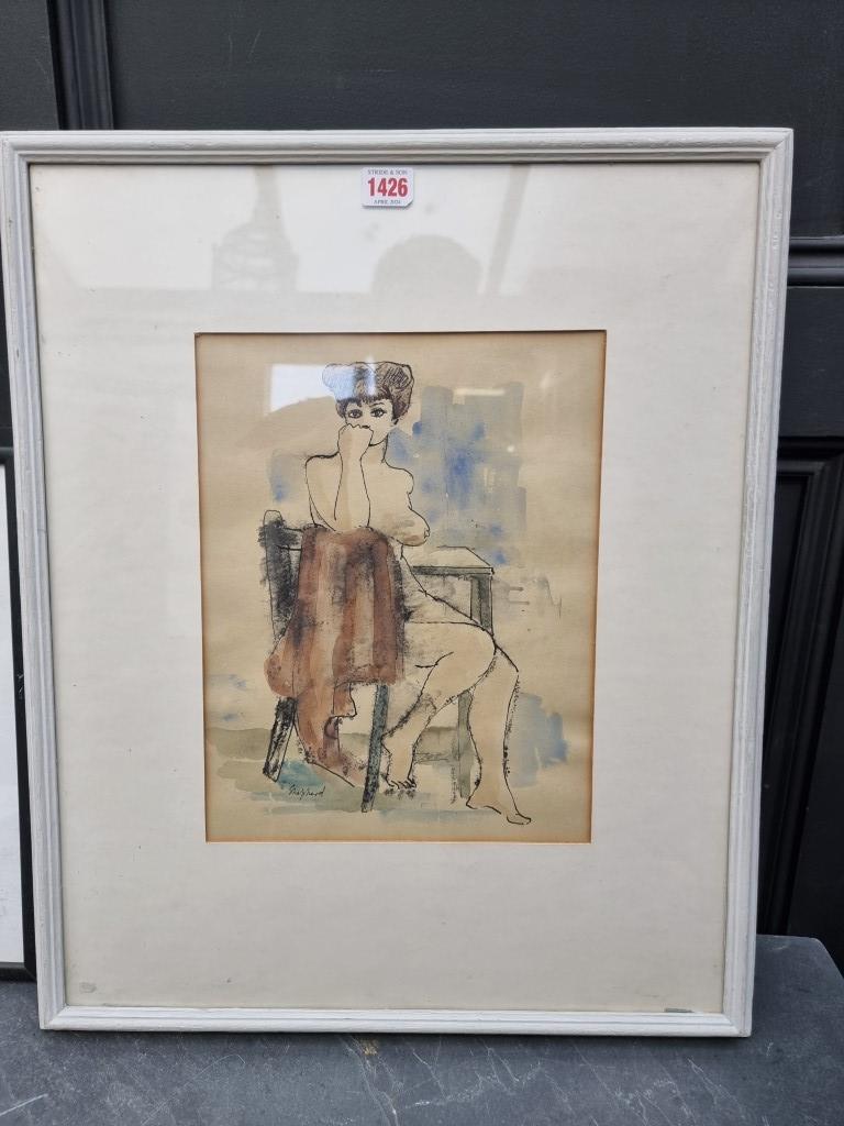 Sydney d'Horne Shepherd, seated model, signed, inscribed on exhibition label verso, watercolour, - Image 2 of 9