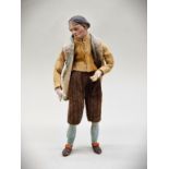 A Neopolitan creche figure of a shepherd, probably late 18th century, 31cm high.