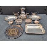 A small collection of silver plate.