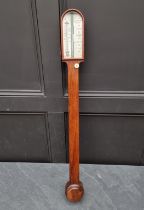 A 19th century rosewood stick barometer, the ivory dial inscribed 'Elliott & Son, Ashford'. DEFRA