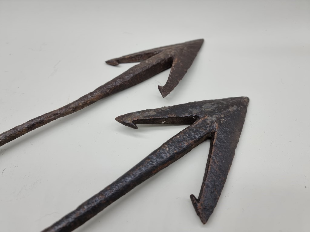 Two 19th century steel whaling harpoons, largest 97cm long. - Image 3 of 3