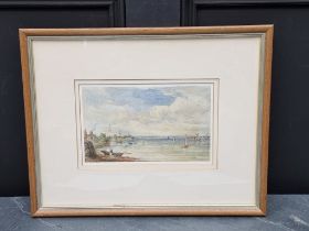 F Tavare, 'Erith on The Thames, Kent', inscribed on label and dated 1859 verso, watercolour, 13.5
