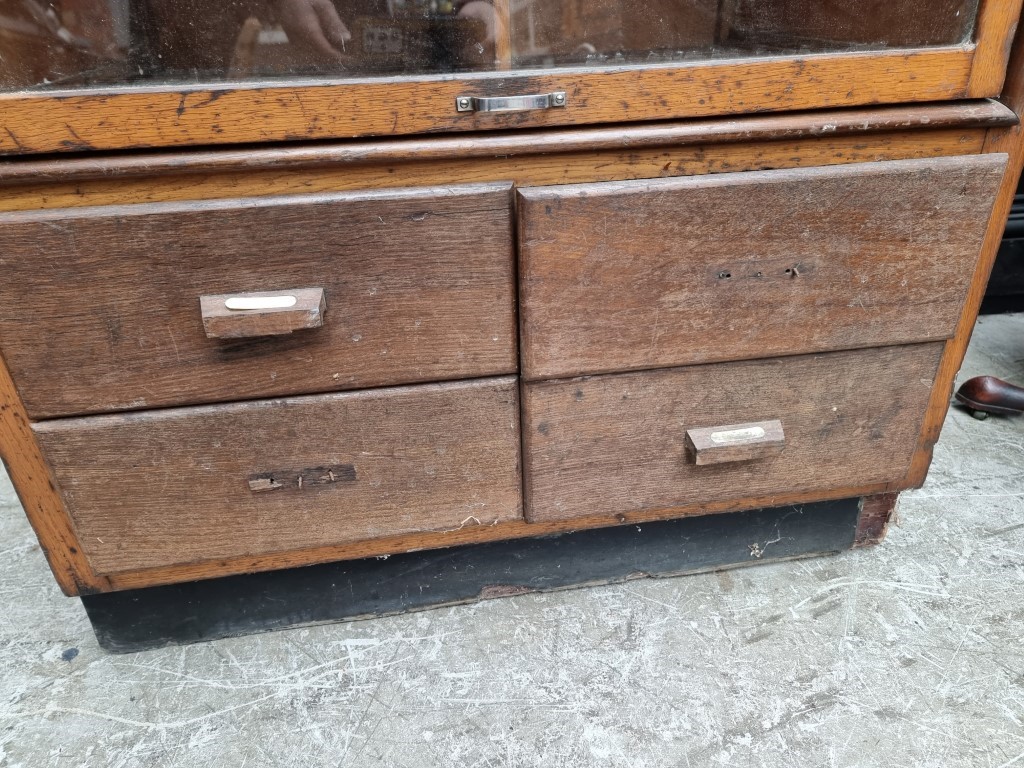 A vintage oak haberdashery cabinet, 168.5cm high x 87cm wide x 55cm deep. - Image 2 of 6