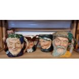 Six Royal Doulton character jugs.