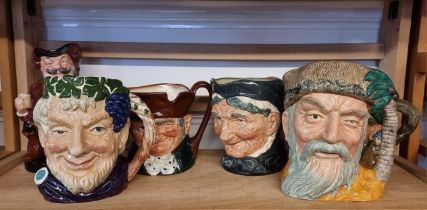 Six Royal Doulton character jugs.