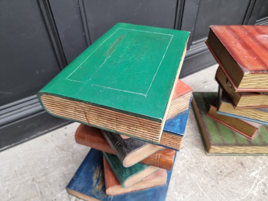 Two similar novelty 'book stand' occasional tables, largest 51cm high. (2) - Image 5 of 5