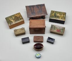 A collection of 19th century and later boxes and caskets, largest 15cm wide. (11)