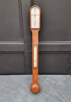 A Victorian oak stick barometer, the ivory dial inscribed 'J Davis & Son, Derby'. DEFRA Ivory Act