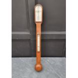 A Victorian oak stick barometer, the ivory dial inscribed 'J Davis & Son, Derby'. DEFRA Ivory Act