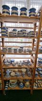 A large collection of T G Green & Co Cornishware, all unnamed, various dates. (six shelves)