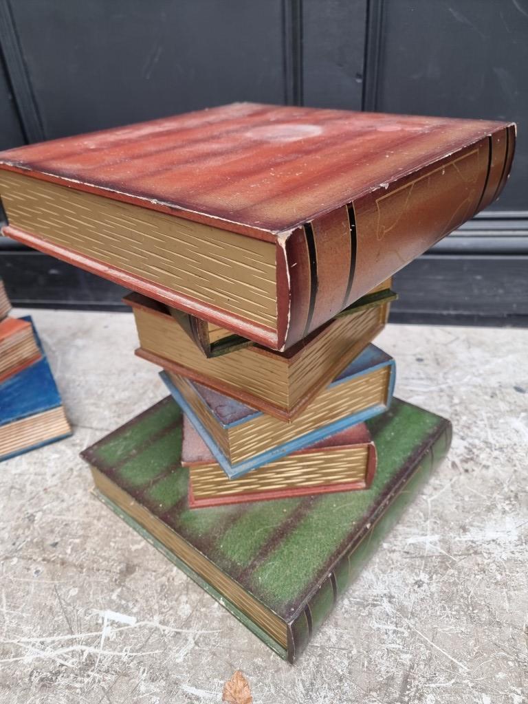 Two similar novelty 'book stand' occasional tables, largest 51cm high. (2) - Image 2 of 5