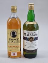 Two old 1 litre bottles of blended Whisky, probably 1970s bottlings, comprising: The Real