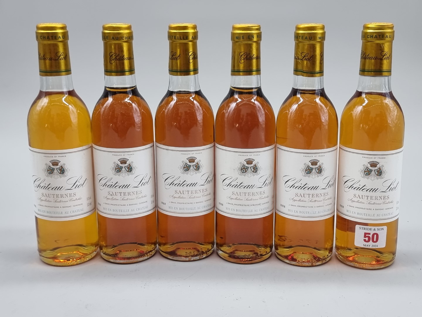 Six 37.5cl bottles of Chateau Liot, 1988, Sauternes. (6)