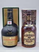 A 1 litre bottle of Courvoisier VSOP Cognac; together with a 1 litre bottle of Chivas Regal 12