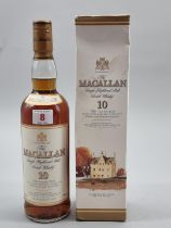 A 70cl bottle of The Macallan 10 Year Old Whisky, in card box.