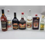 A mixed group of liqueurs and spirits. (7)