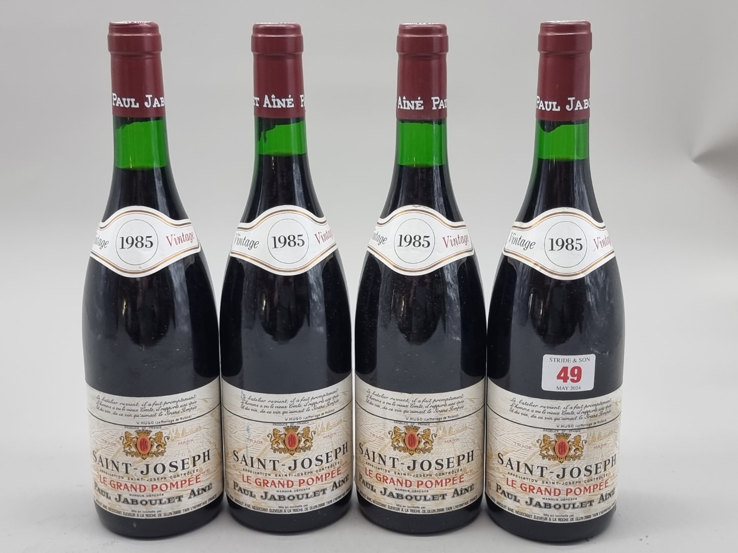 Four 75cl bottles of St Joseph Le Grande Pompee, 1985, Paul Jaboulet Aine. (4)