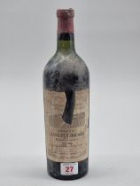 A bottle of Chateau Grand-Puy-Ducasse, Pauillac, 1955.