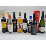 A mixed group of wines, ports, spirits & similar. (10)