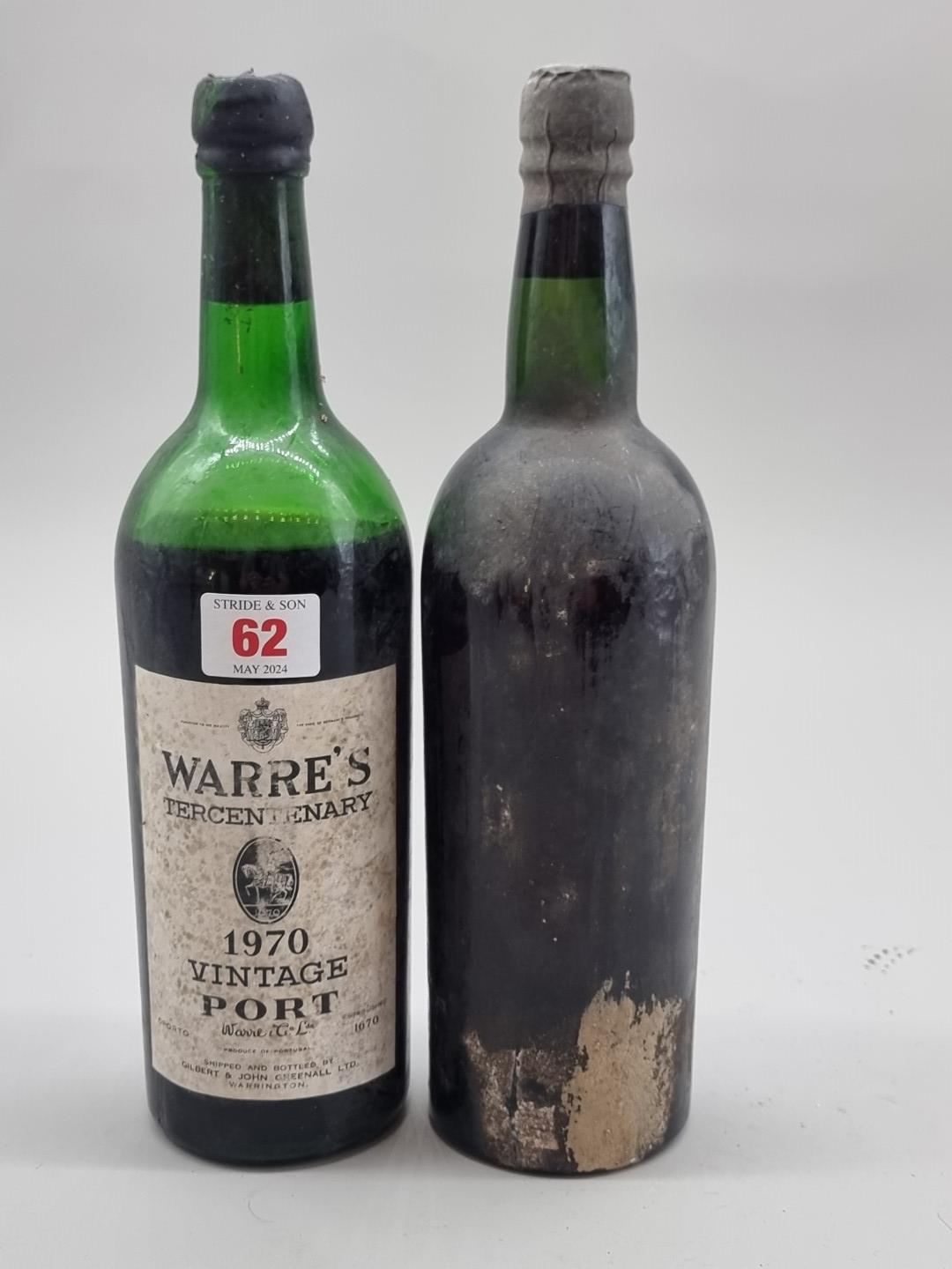 A bottle of Warre's 1970 Vintage Port, (low shoulder level); together with another old bottle of