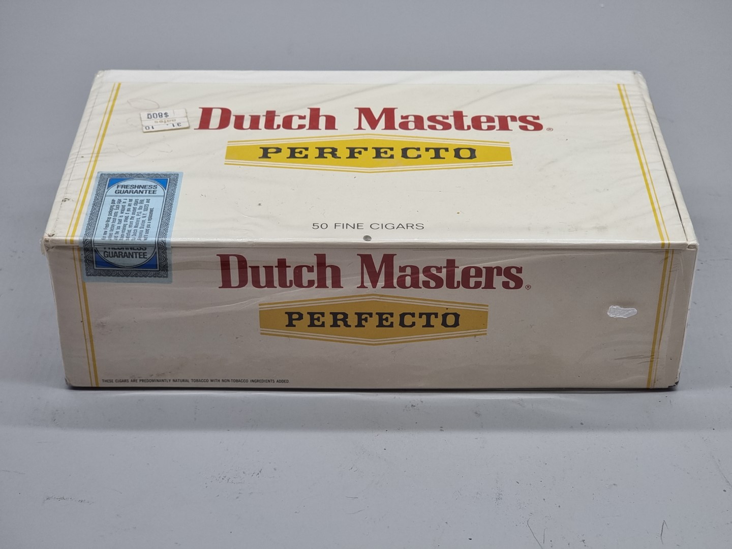 Cigars: a sealed box of 50 Dutch Masters 'Perfecto' cigars.