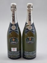 Two 75cl bottles of Moet & Chandon 1977 Vintage Silver Jubilee Cuvee Champagne. (2)