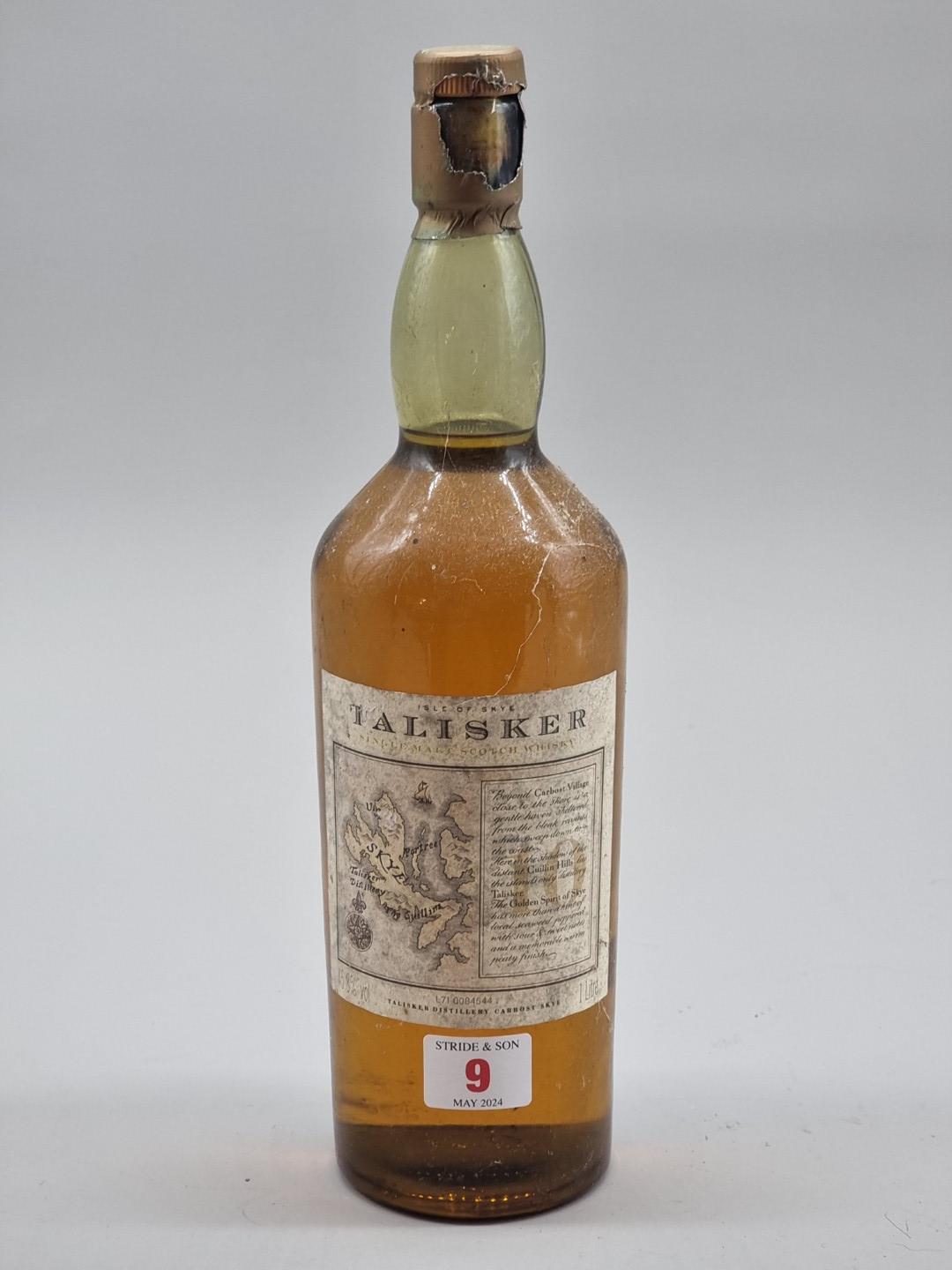 A 1 litre bottle of Talisker 10 Year Old Whisky, old style map label, 45.8% abv, (damage to