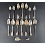 A small quantity of Georgian and later unmatched silver cutlery, 305g; together with four other