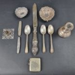 A small group of silver and EPNS items; to include a Victorian silver mounted penknife, by Levi &