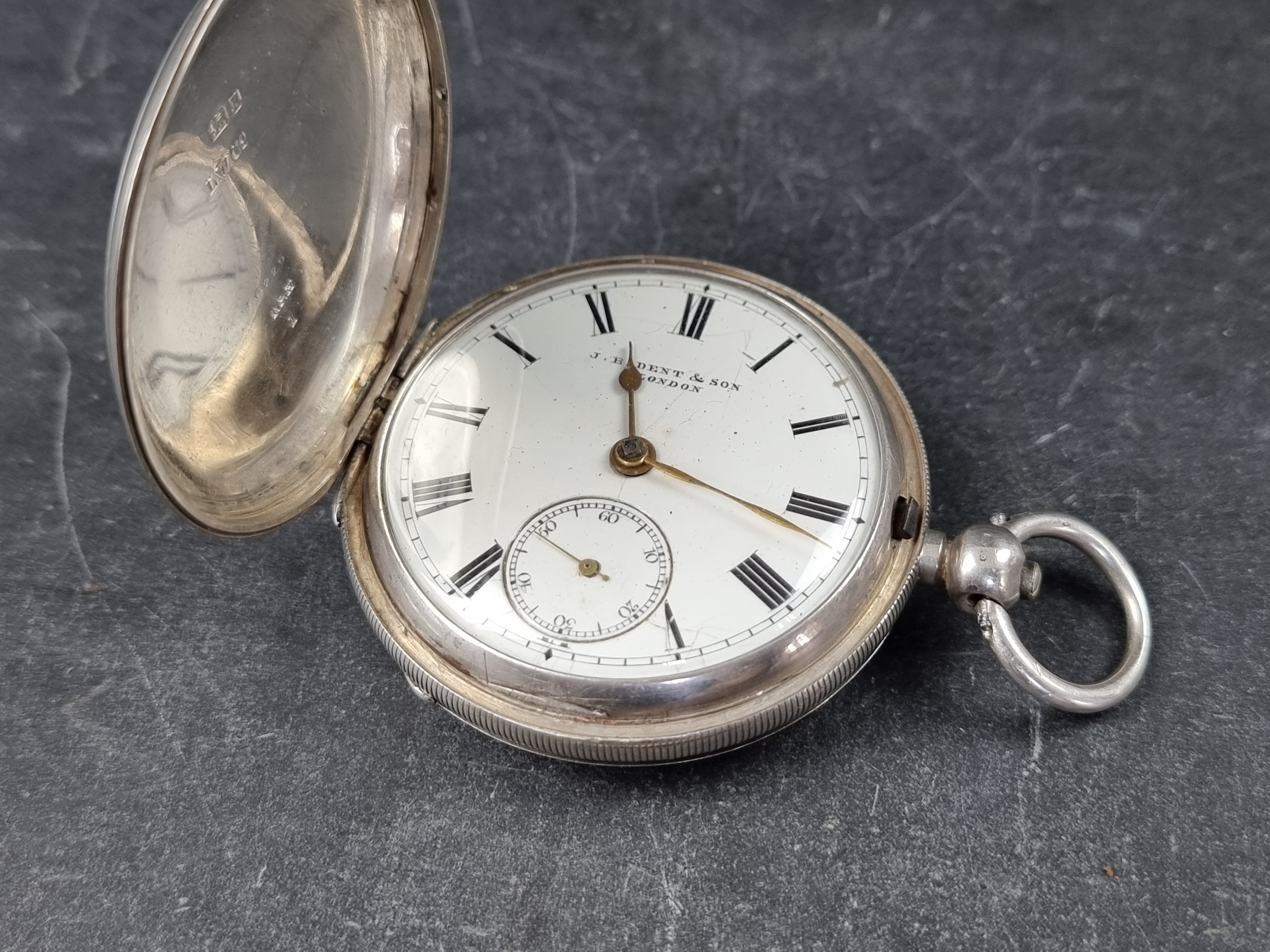 A Victorian silver hunter pocket watch, by J.B Dent & Son, London, with subsidiary seconds dial, - Image 2 of 3
