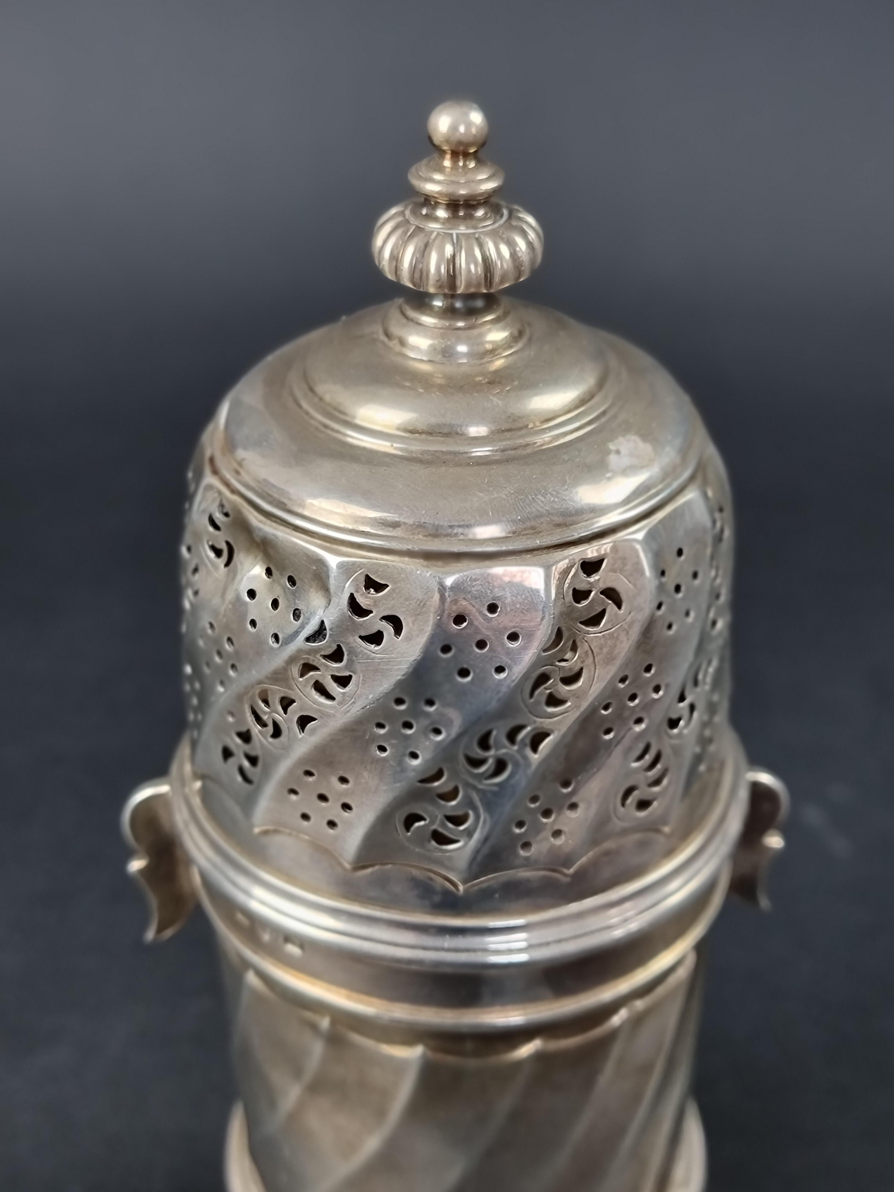 An unusual silver sugar caster, by Charles Stuart Harris, London 1892, 21cm high, 354g. - Image 3 of 4